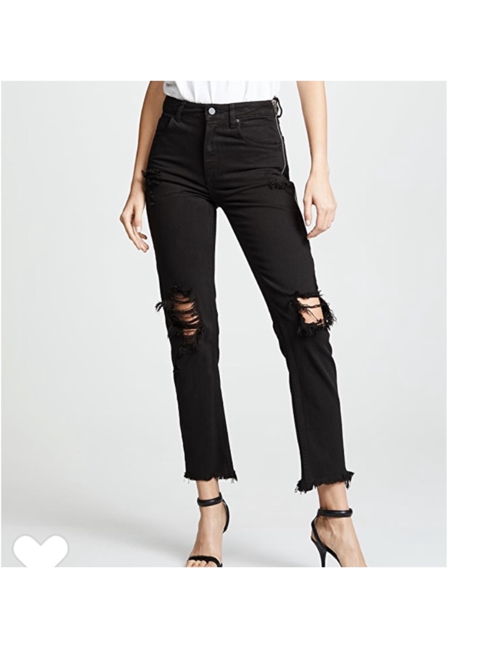 Alexander Wang Black High-Rise Distressed Straight Jeans